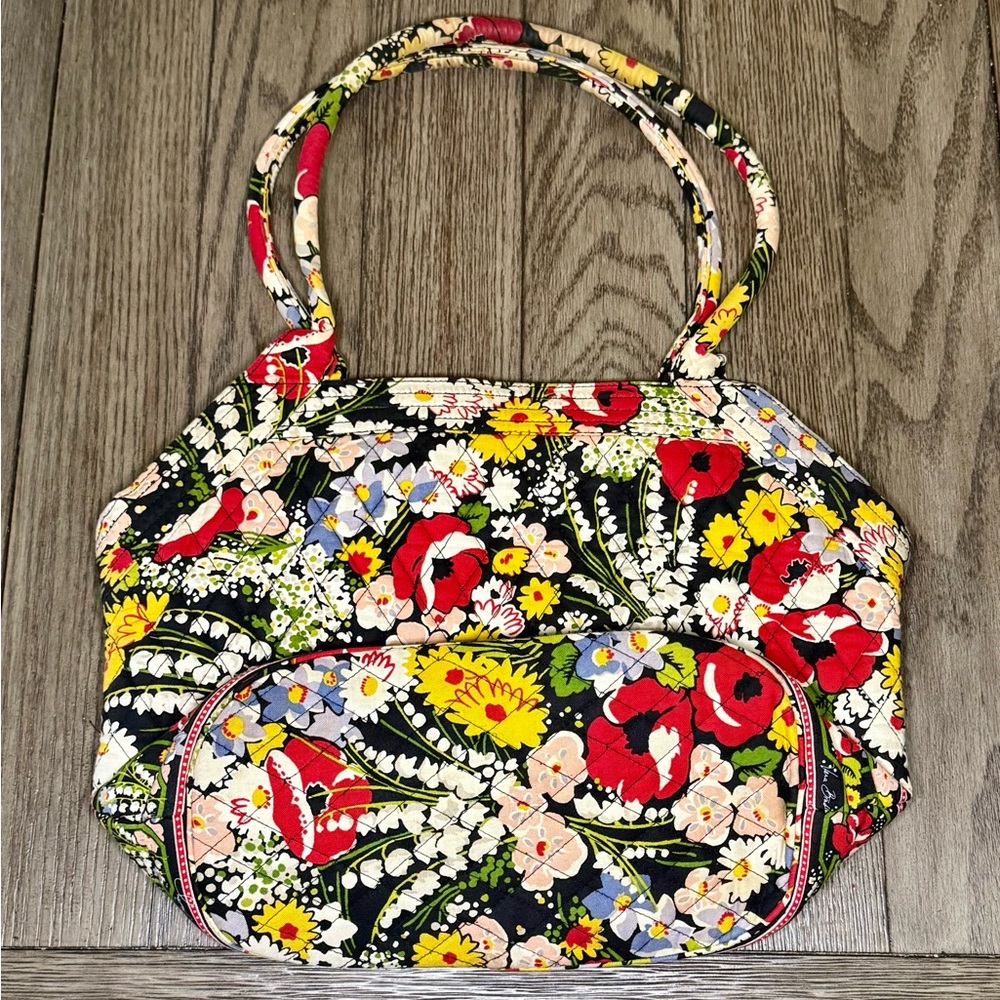 Vera Bradley retired “Poppy Fields” pattern zippered tote handbag.
